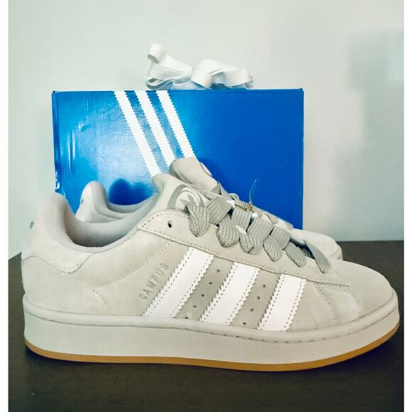 Iconic Adidas Original Campus 3-Stripes Lace Up Sneakers Gray / White Mens 8.5 - Picture 3 of 11